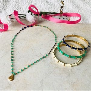 Stella & Dot La Folie Necklace in green/blue